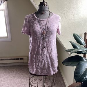 Black Tape_ Light Pink Lace Floral T-shirt